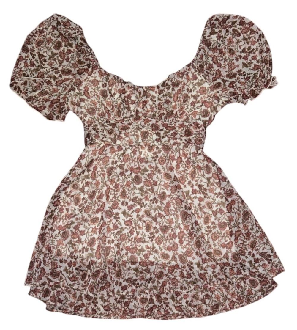 NWT Thirty Thirty LA Cream & Rose Ditsy Floral Print Tiered Mini Dress XL